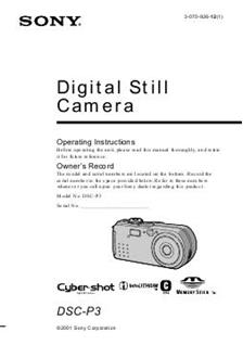 Sony Cyber-shot P3 manual. Camera Instructions.